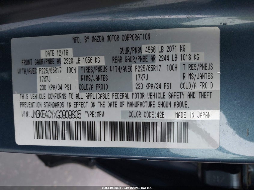 2016 MAZDA CX-5 TOURING - JM3KE4CYXG0909805