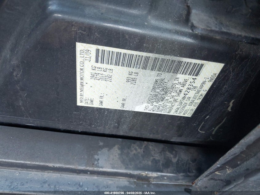 2010 NISSAN ALTIMA VIN: 1N4AL2AP7AN428354