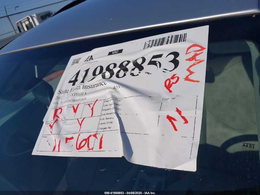 2011 Toyota Rav4 VIN: 2T3BF4DV1BW093419 Lot: 41988853