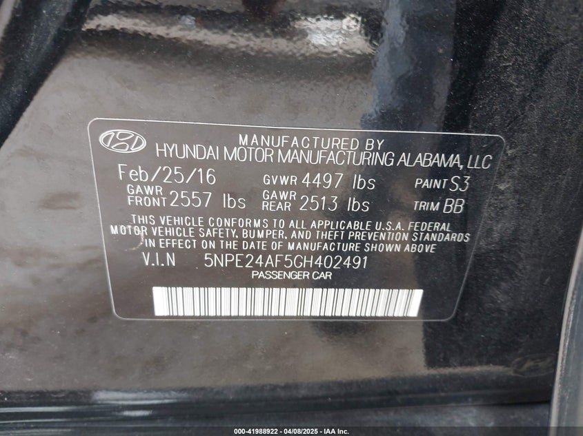 2016 HYUNDAI SONATA SE - 5NPE24AF5GH402491