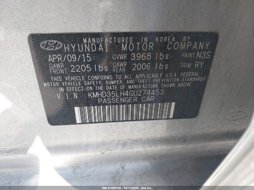 2016 HYUNDAI ELANTRA GT - KMHD35LH4GU274453