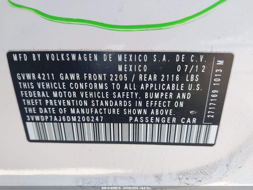 2013 VOLKSWAGEN JETTA 2.5L SE - 3VWDP7AJ6DM200247