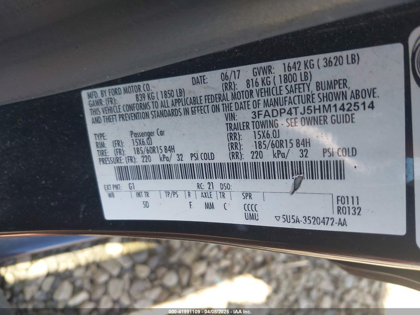 2017 FORD FIESTA S - 3FADP4TJ5HM142514