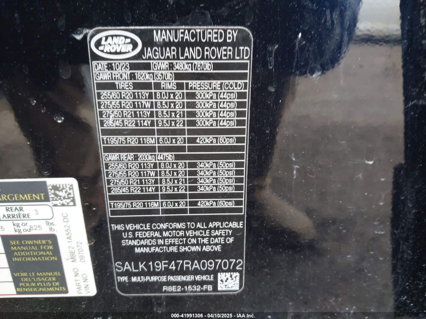 2024 Land Rover Range Rover - SALK19F47RA097072