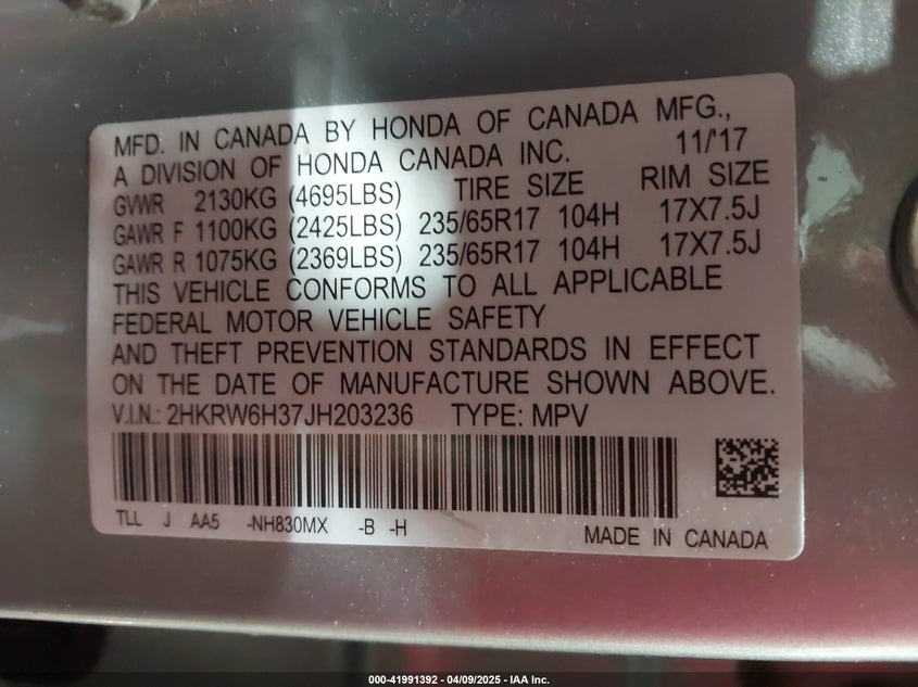 2018 HONDA CR-V LX - 2HKRW6H37JH203236