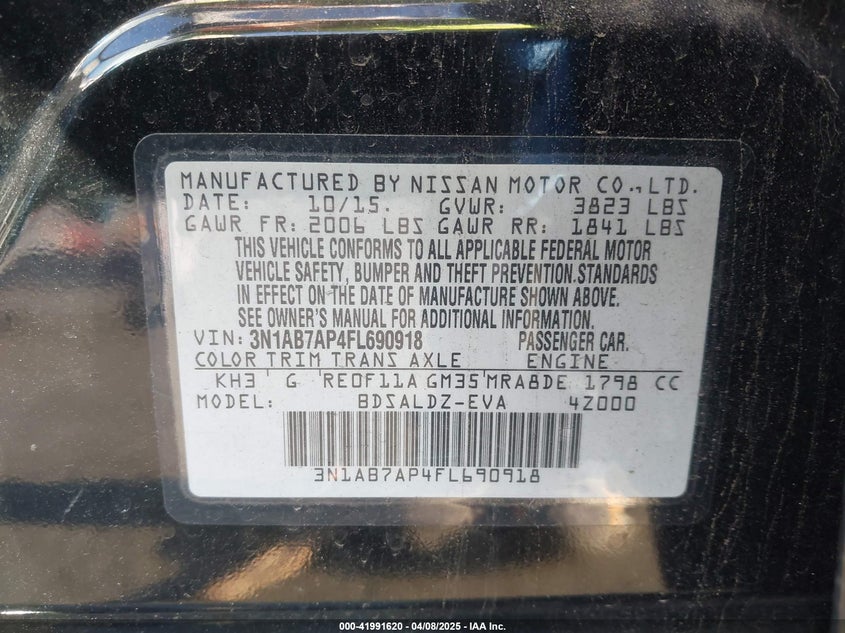 2015 NISSAN SENTRA SV - 3N1AB7AP4FL690918