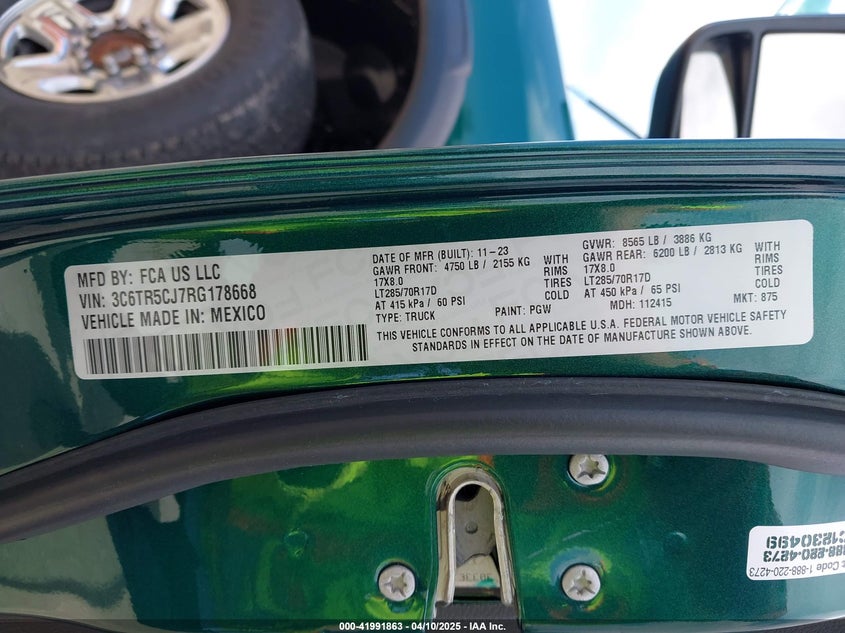2024 RAM 2500 VIN: 3C6TR5CJ7RG178668
