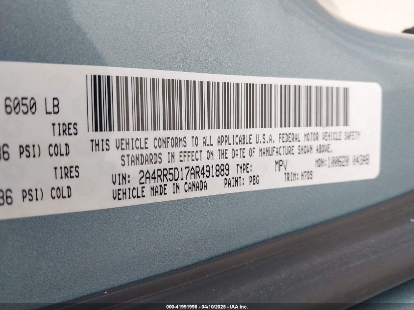 2010 Chrysler Town & Country Touring VIN: 2A4RR5D17AR491889 Lot: 41991998