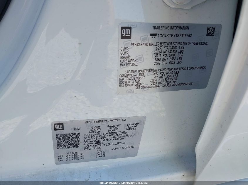 2025 Chevrolet Silverado 3500hd - 1GC4KTEY1SF115752