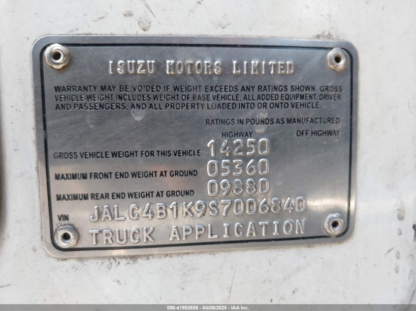 1995 Isuzu Npr VIN: JALC4B1K9S7006840 Lot: 41992856