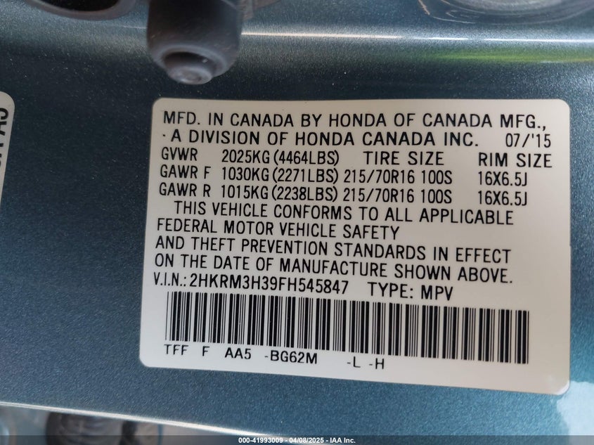 2015 HONDA CR-V LX - 2HKRM3H39FH545847