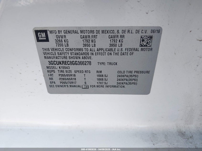 2016 CHEVROLET SILVERADO 1500 2LT - 3GCUKREC8GG366278