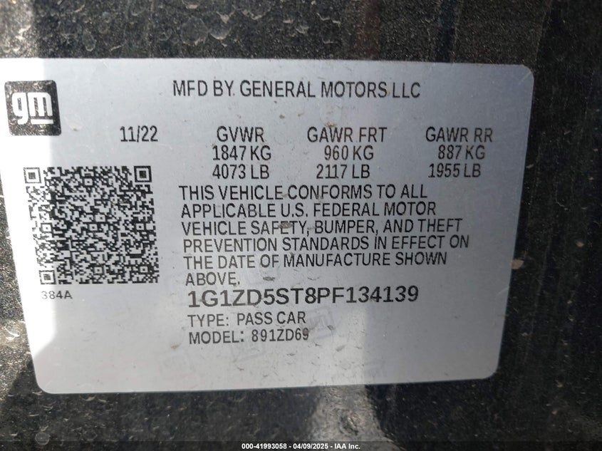 2023 CHEVROLET MALIBU LT - 1G1ZD5ST8PF134139