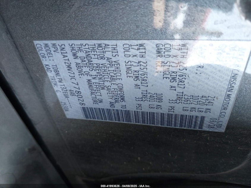 2018 NISSAN ROGUE S - 5N1AT2MV7JC778028