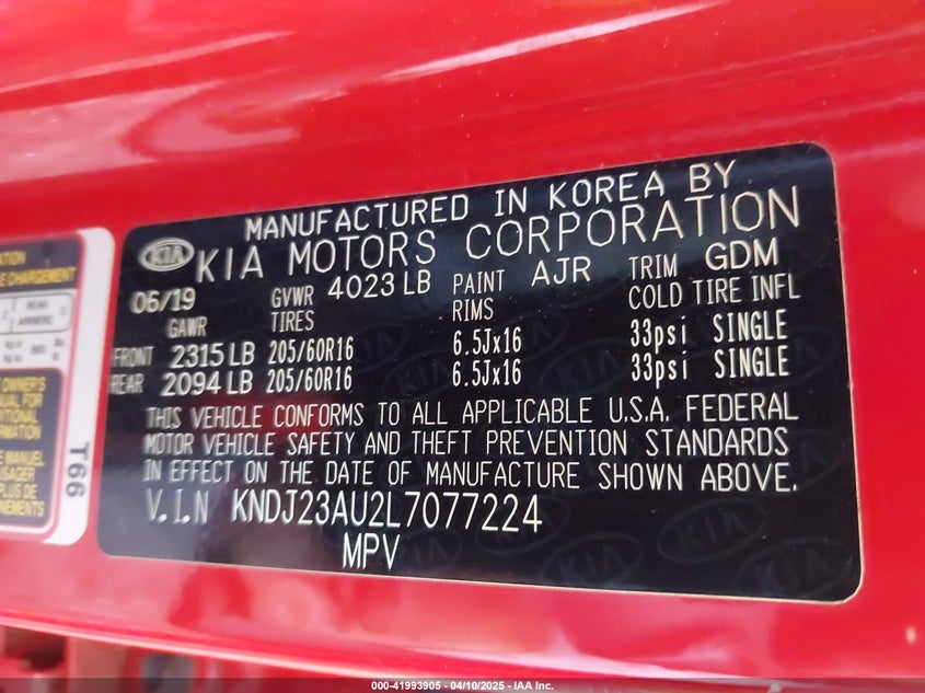 2020 KIA SOUL VIN: KNDJ23AU2L7077224