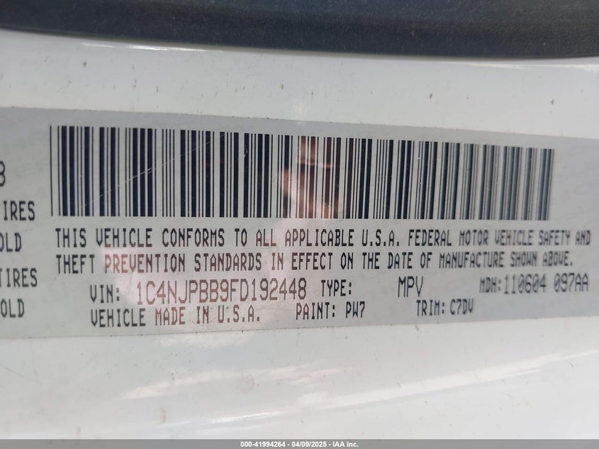 2015 JEEP PATRIOT SPORT - 1C4NJPBB9FD192448