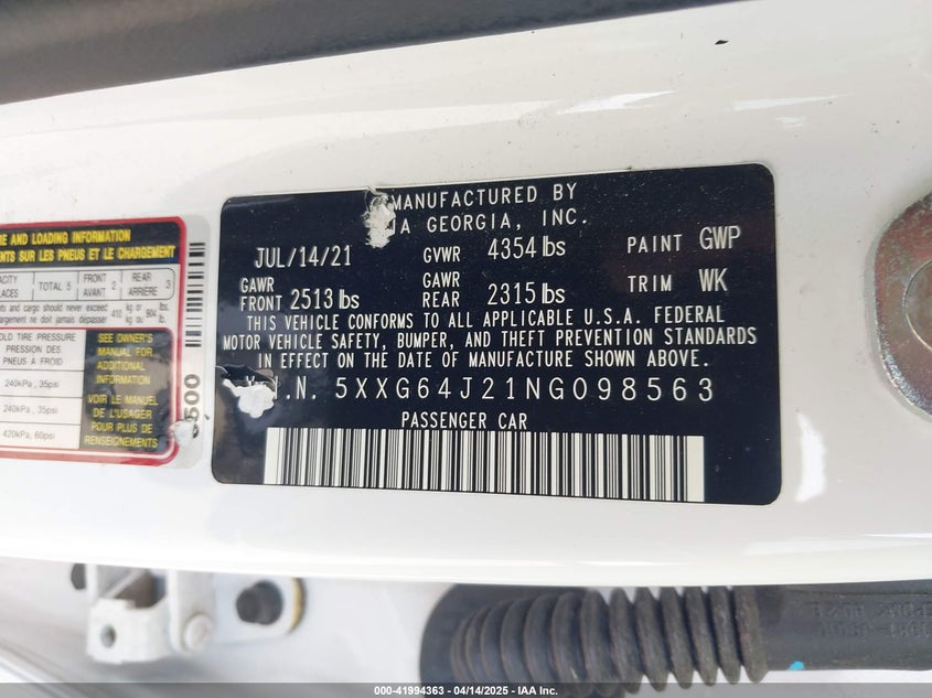 2022 KIA K5 GT-LINE 5XXG64J21NG098563