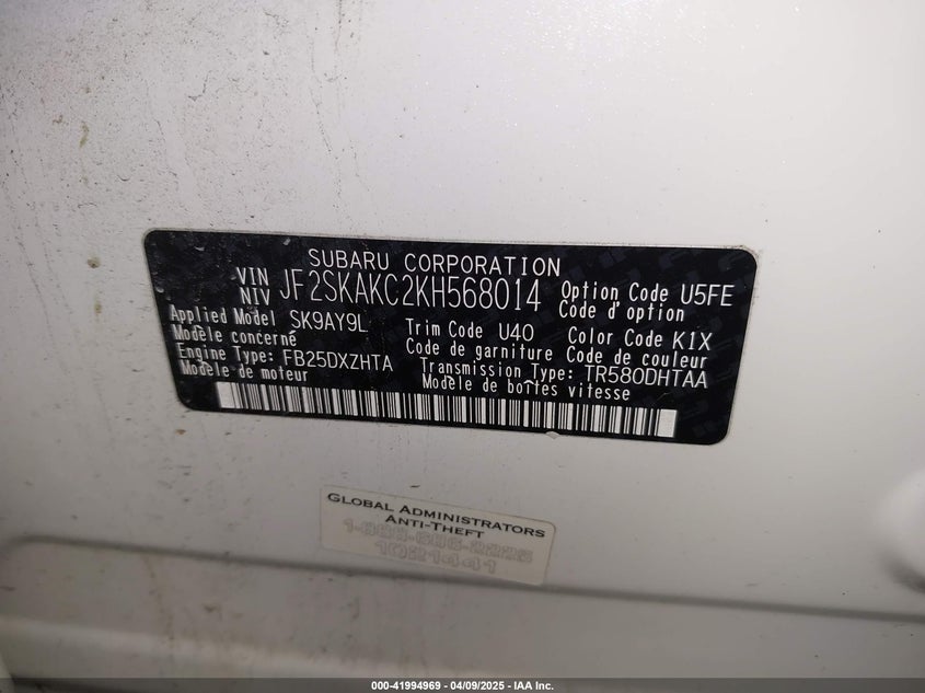 2019 SUBARU FORESTER SPORT - JF2SKAKC2KH568014