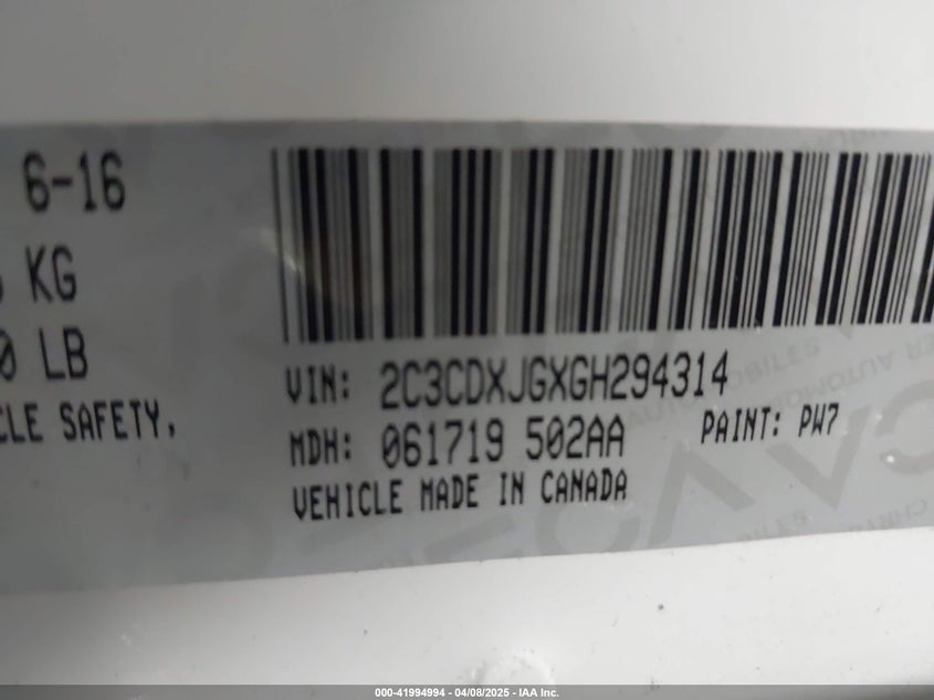 2016 DODGE CHARGER SXT - 2C3CDXJGXGH294314