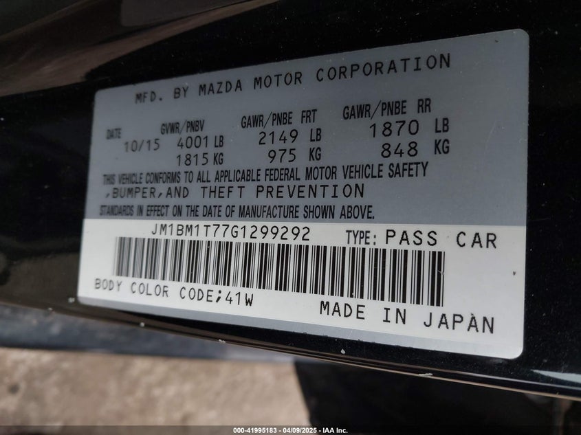 2016 MAZDA MAZDA3 I SPORT - JM1BM1T77G1299292