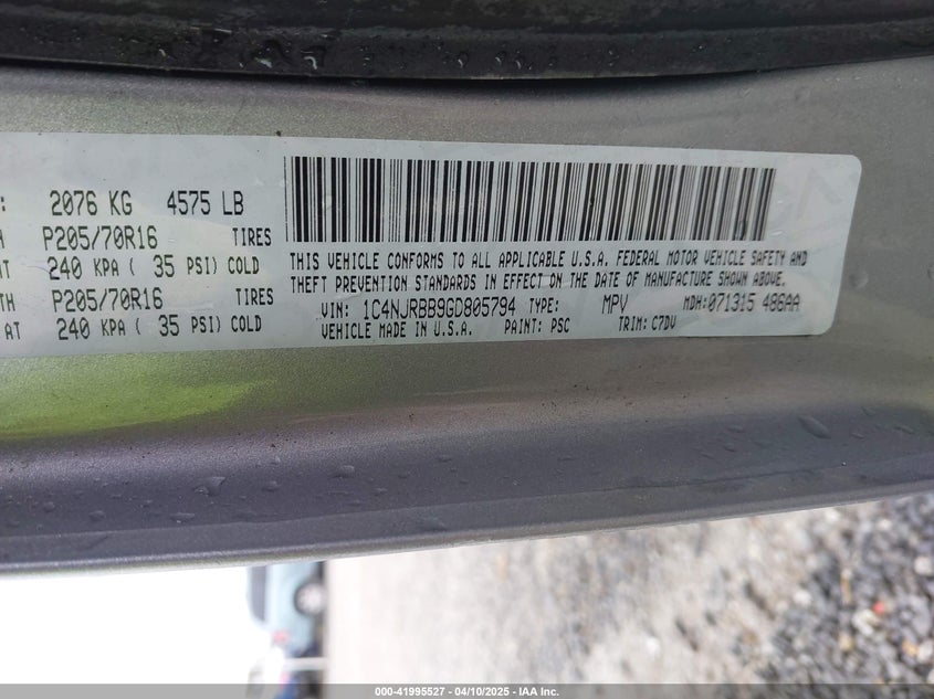 2016 JEEP PATRIOT SPORT - 1C4NJRBB9GD805794