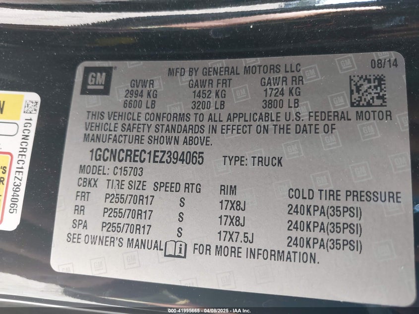 2014 CHEVROLET SILVERADO 1500 1LT - 1GCNCREC1EZ394065