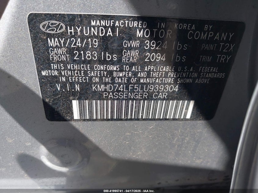 2020 HYUNDAI ELANTRA SE - KMHD74LF5LU939304
