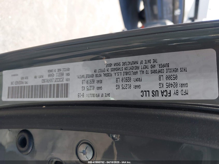 2019 DODGE CHALLENGER VIN: 2C3CDZFJ1KH701963