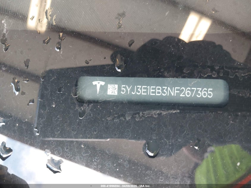 2022 TESLA MODEL 3 VIN: 5YJ3E1EB3NF267365
