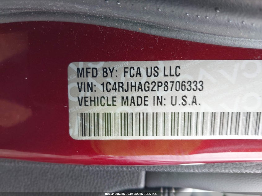2023 JEEP GRAND CHEROKEE VIN: 1C4RJHAG2P8706333