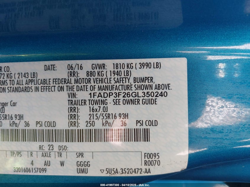 2016 FORD FOCUS SE - 1FADP3F26GL350240