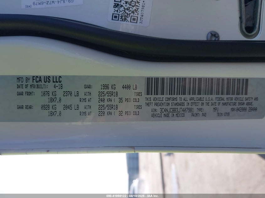 2018 JEEP COMPASS LATITUDE - 3C4NJCBB3JT407981