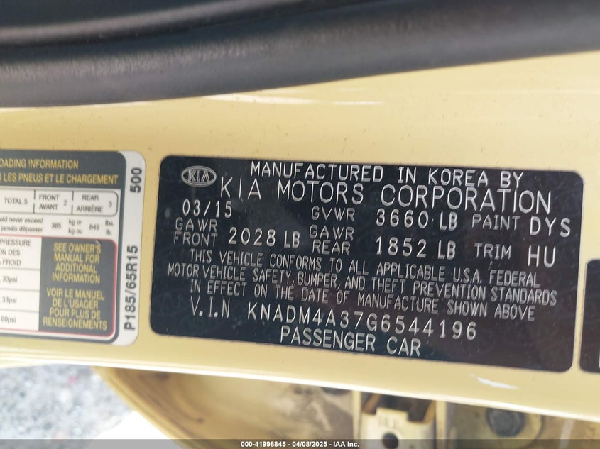 2016 KIA RIO LX - KNADM4A37G6544196