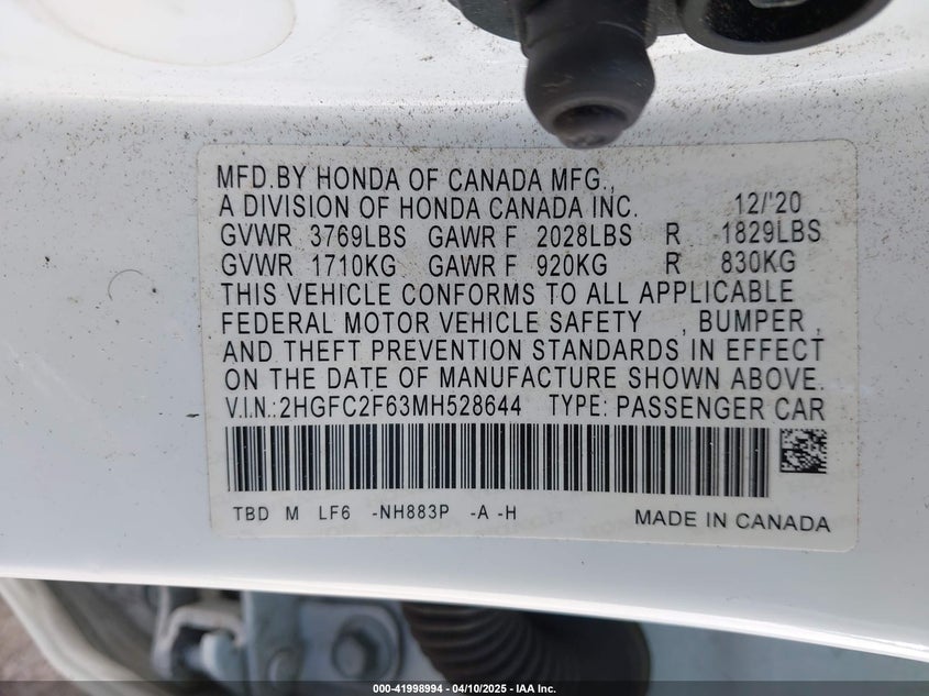 2021 HONDA CIVIC LX - 2HGFC2F63MH528644