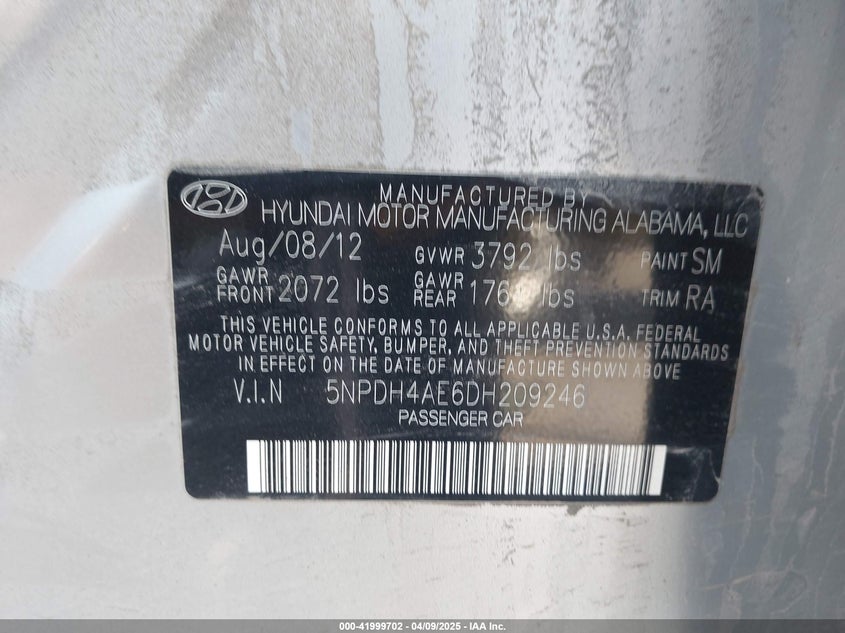 2013 HYUNDAI ELANTRA GLS - 5NPDH4AE6DH209246