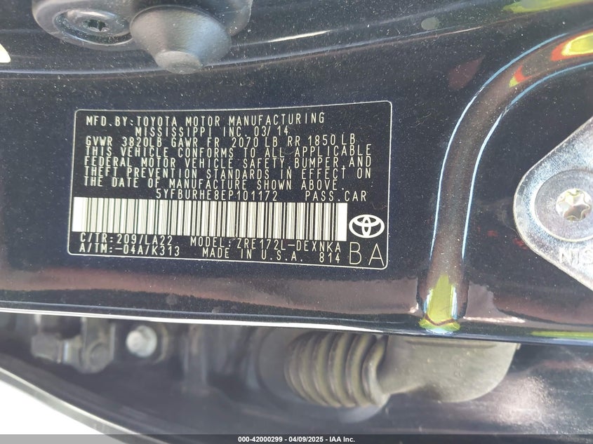 2014 TOYOTA COROLLA LE PREMIUM - 5YFBURHE8EP101172