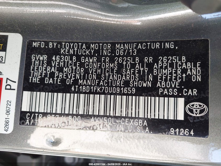 2013 TOYOTA CAMRY HYBRID XLE - 4T1BD1FK7DU091659