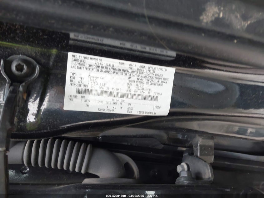 2012 FORD FOCUS VIN: 1FAHP3F27CL413079