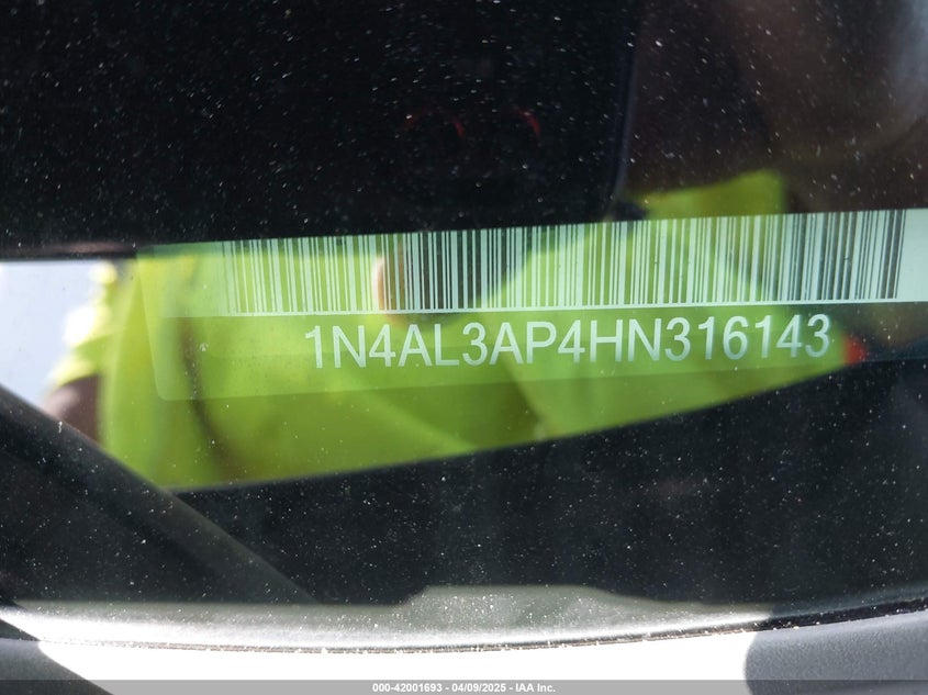 2017 NISSAN ALTIMA VIN: 1N4AL3AP4HN316143