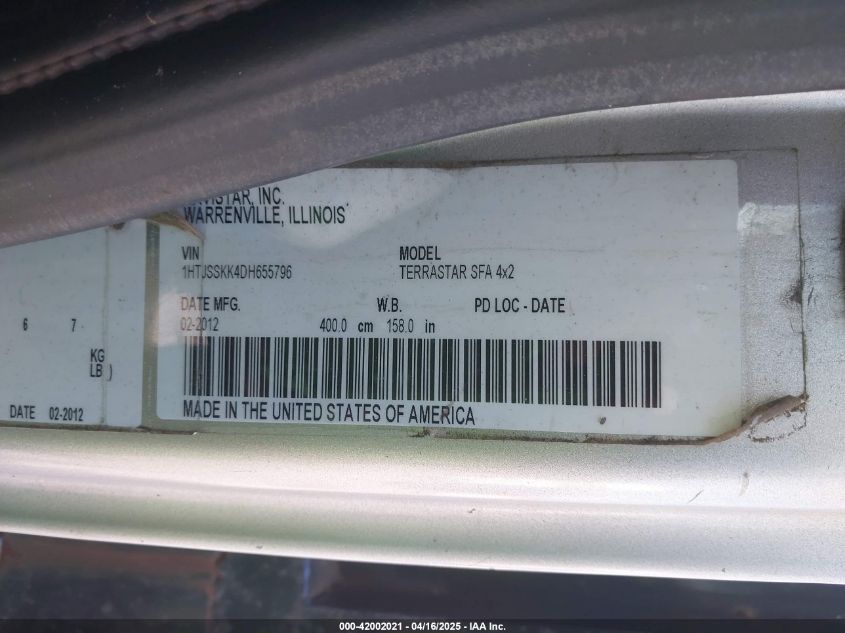 2013 International Terrastar VIN: 1HTJSSKK4DH655796 Lot: 42002021