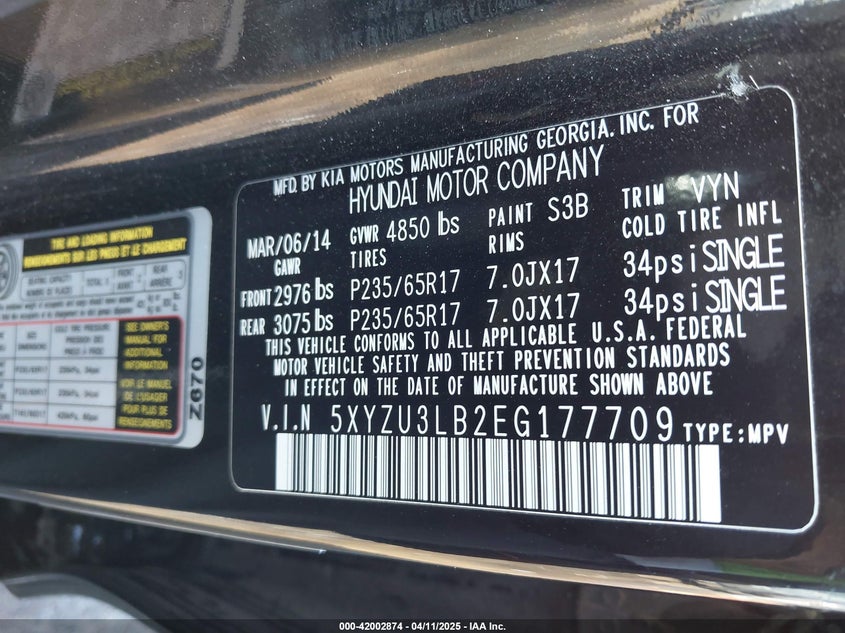 2014 HYUNDAI SANTA FE SPORT 2.4L - 5XYZU3LB2EG177709