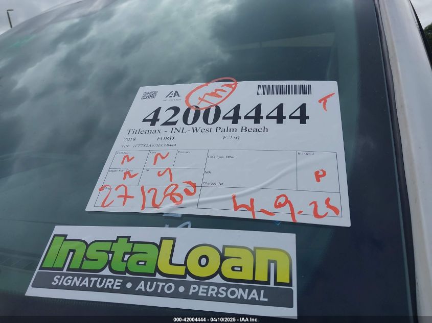 2018 Ford F-250 Xl VIN: 1FT7X2A67JEC68444 Lot: 43167010