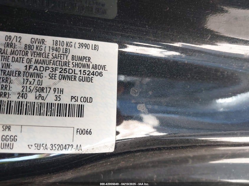 2013 FORD FOCUS SE - 1FADP3F25DL152406