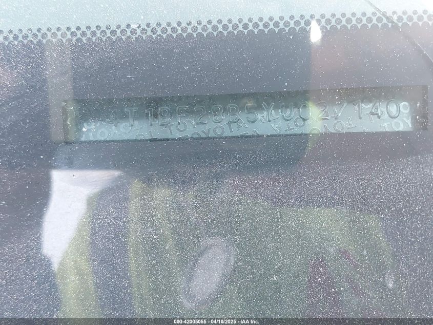 2000 Toyota Avalon Xl VIN: 4T1BF28B5YU027140 Lot: 42005055