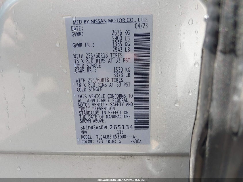 2023 NISSAN PATHFINDER S FWD - 5N1DR3AA0PC265134