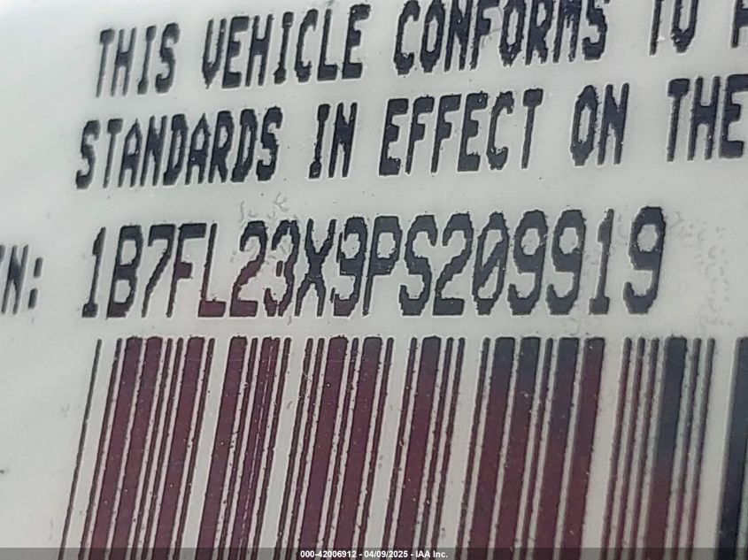 1993 Dodge Dakota VIN: 1B7FL23X9PS209919 Lot: 42006912
