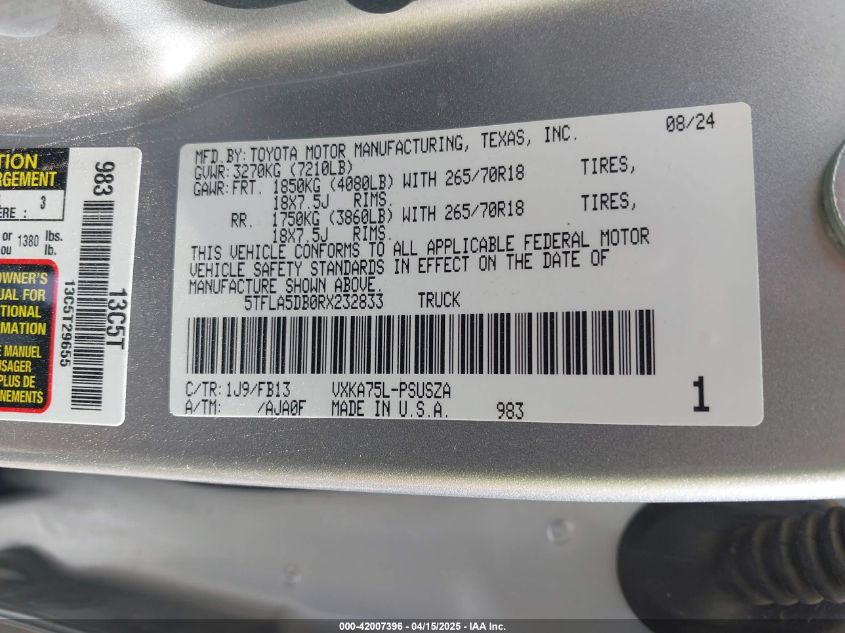 2024 Toyota Tundra - 5TFLA5DB0RX232833