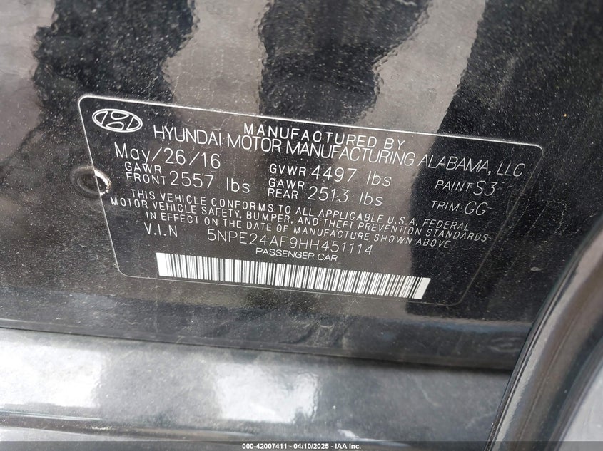 2017 HYUNDAI SONATA SE - 5NPE24AF9HH451114