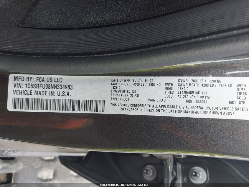 2022 Ram 1500 - 1C6SRFU98NN334983