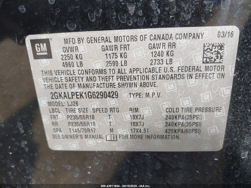 2016 GMC TERRAIN SLT - 2GKALPEK1G6290429